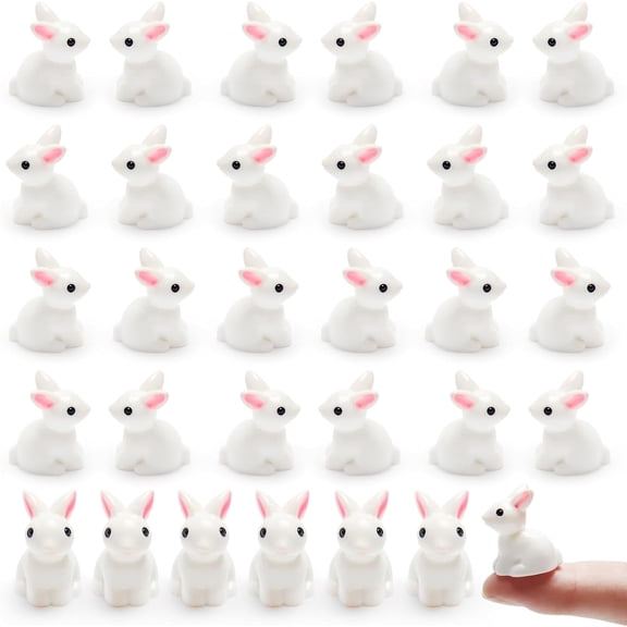 100Pcs Rabbit Mini Figurines – Resin Bunny Ornaments, Miniature Animals for Fairy Garden, Dollhouse, Cake Decor, and Craft Supplies for Spring Party Decorations, Home Decor Accents