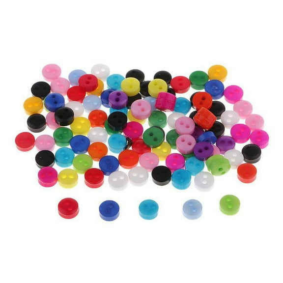 100Pcs Rainbow Resin Sewing Buttons 6/9mm Round for Boys Girls Clothes Craft - 6mm
