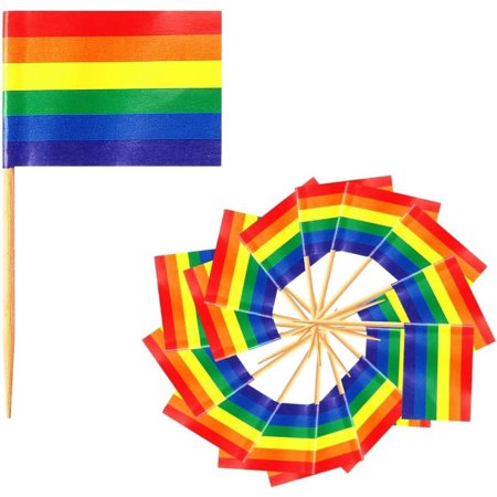 100Pcs Rainbow Toothpicks Flags, Pride Gay Flag Decorations Cupcake Toppers Party Decor for Cocktail Cake Food Bar