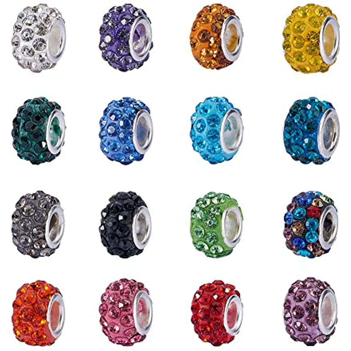 100 Pieces 14mm European Large Hole Spacer Beads Mix Color With Silver  Brass Cores Assortments Charm Lampwork Beads Supplies For Necklace  Bracelets Je