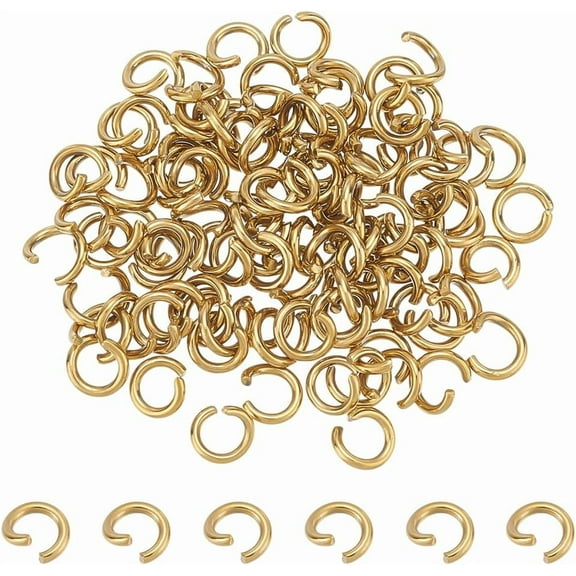About 100Pcs Real 18K Gold Plated Oval Jump Rings 304 Stainless Steel Jump Rings 8mm Open Jump Rings Connecting Rings Split Rings for DIY Craft Supplies Key Chain Earring Jewelry Making