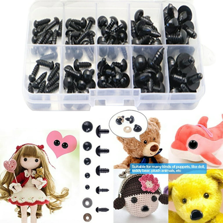 100pcs Safety Plastic Craft Eyes With Washers, 12mm Black Teddy Bear Eyes  For Diy Puppets, Bear Craft, Crochet Toys, Stuffed Animals Crafts Making