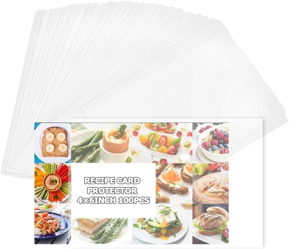 100Pcs Recipe Card Protectors 4x6 Inch Index Cards Sleeves Protect Clear  Waterproof Reusable Covers Plastic Cookbook Sheet Page Clear - Walmart.com