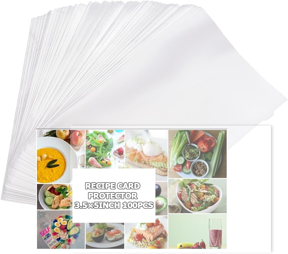 recipe card sleeves for binders Amazon.com : 50 Pockets Full Size 4x6 for 8.5x11 (Pack of 25) Recipe Card  Protectors Top-Loading Crystal Clear Recipe Card Sleeves with 2 Pockets for  3 Ring Binder, Plastic Index Card Protector