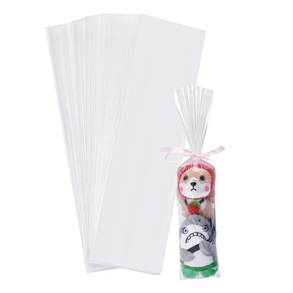 100Pcs Rectangle Plastic Packaging Long Bags Clear 40.7x10x0.015cm