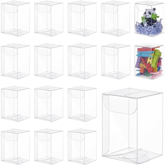 100Pcs Rectangle Transparent Plastic PVC Boxes Gift Packaging Waterproof Folding Boxes for Toys Molds Clear Box: 4x4x6cm for DIY
