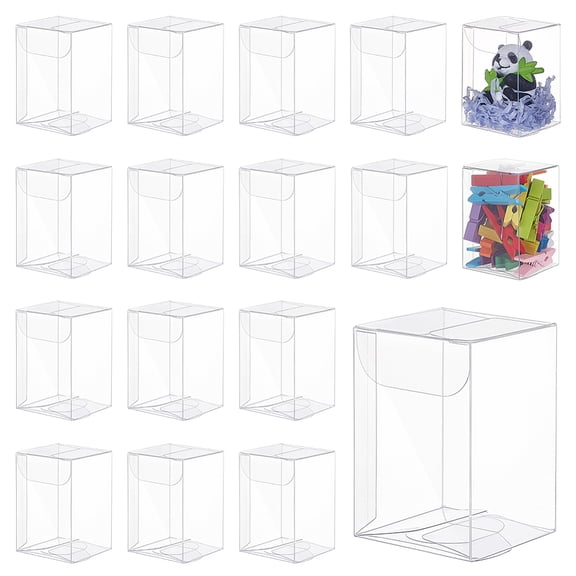 100Pcs Rectangle Transparent Plastic PVC Boxes Gift Packaging Waterproof Folding Boxes for Toys Molds Clear Box: 4x4x6cm