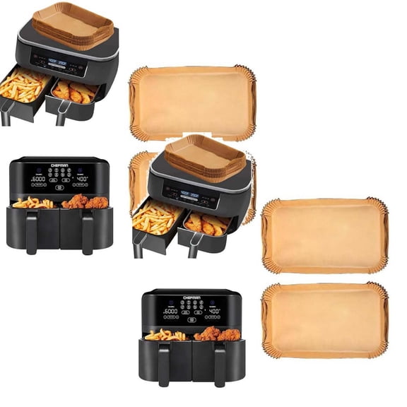 100Pcs Rectangular Air Fryer Paper 5.2L Air Fryer Paper 20.5X15.5X5Cm/8.07X6.1X1.97Inch Baking Trays & Trays