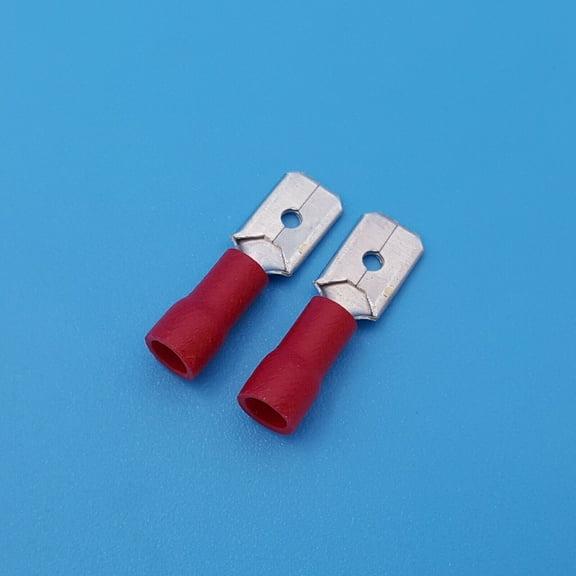 100Pcs Red 6.3mm Spade Male Quick Disconnects 22-16AWG Wire Crimp Terminals