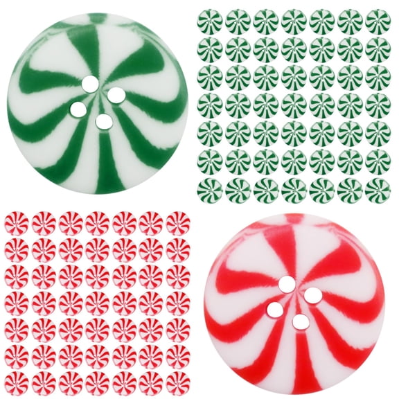 100Pcs Red & Green Christmas Button Candy Craft Decorative Accessories 100 Pieces