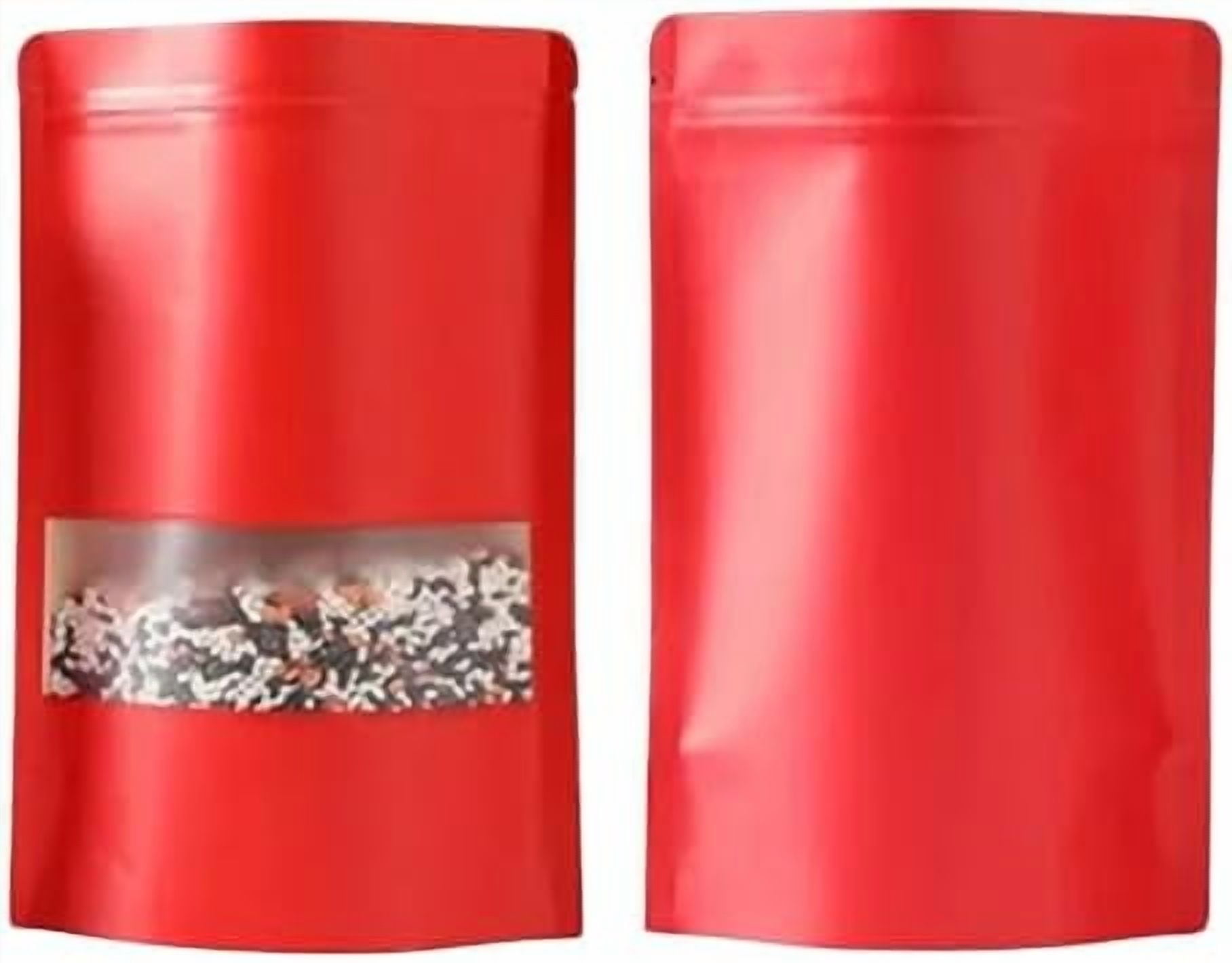 100Pcs Red Kraft Paper Stand Up Pouches, Zipper Seal Top Storage Bags ...