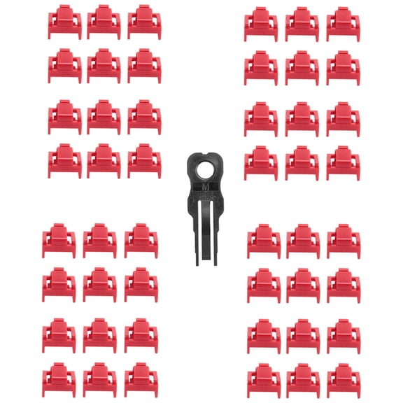 100Pcs Red RJ45 Port Ethernet LAN Hub Anti Dust Cover Plug Cap Blockout Protector with Proprietary Lock and Key
