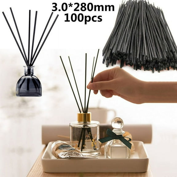 100Pcs Reed Diffuser Sticks, 11 Inch Natural Rattan Wood Sticks Essential Oil Aroma Diffuser Sticks Refill Replacement for Aroma Fragrance (Primary Color)