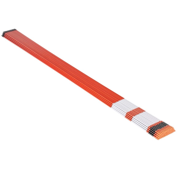 100Pcs Reflective Driveway Markers 5/16" Dia 72 in Snow Stakes High-Visibility Safety Reflectors Orange with Gloves and Drill Bit for Outdoor, Road, Construction, and Landscape Use
