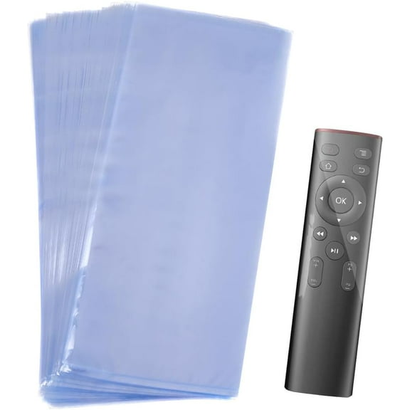 100Pcs Remote Control Shrink Wrap Bags Clear Heat Seal Cover Protector 10 x 4 Inch Plastic Waterproof Dustproof Rectangle Film Shrink Wrap Bag for Packaging Remote Control DIY Crafts Clear