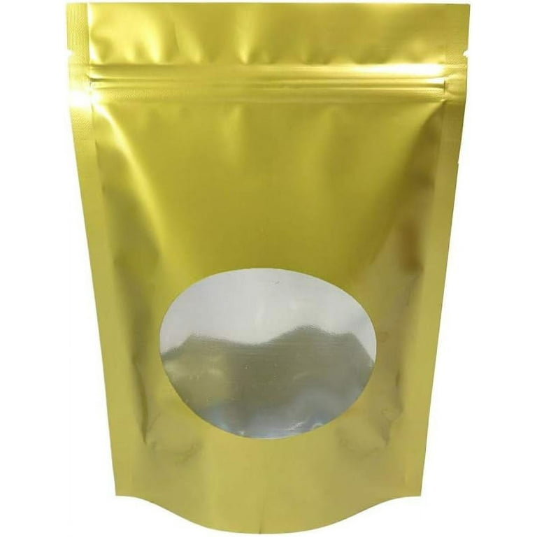 https://i5.walmartimages.com/seo/100Pcs-Resealable-Mylar-Bags-Aluminum-Foil-Stand-Up-Ziplock-Round-Clear-Window-Food-Pouches-Easy-Tear-Snack-Coffee-Candy-Spices-Pet-Packaging-Gold-8-_f156dd34-dc37-4e36-856c-fcbde5f1ed0e.7cb4e835a103c8c8220c2deda77d1765.jpeg?odnHeight=768&odnWidth=768&odnBg=FFFFFF