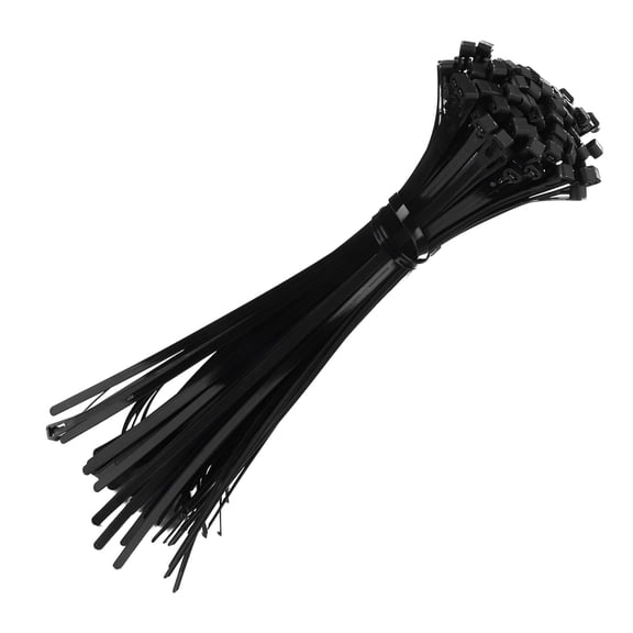 100Pcs Reusable Black Cable Ties 15.7 inches / 400mm Adjustable Nylon Zip Wraps for Home and Office Cord Management