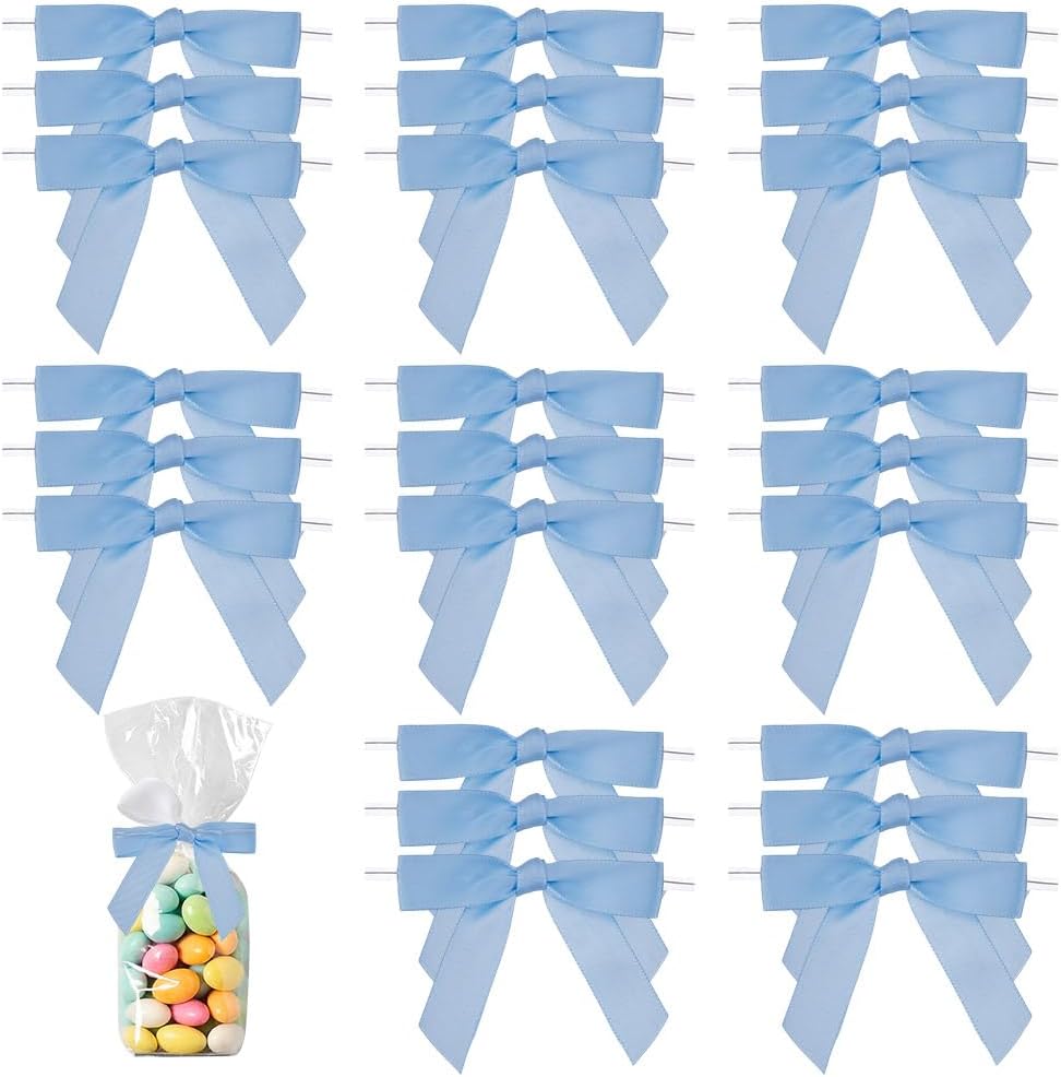 Twisted Ribbons Blue 100Pcs Ribbon Twist Blue Twist Tie for Bags Satin Ribbon Bows Bakery ...