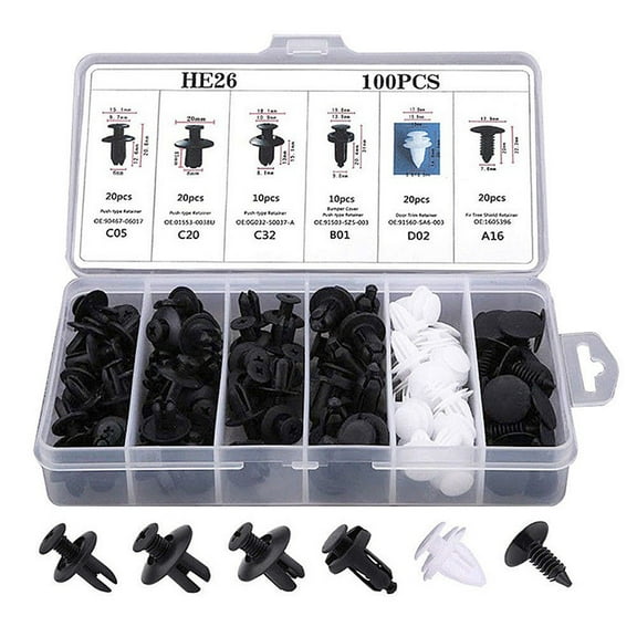 100Pcs Rivet Fasteners C05 C20 C32 Fender Liner Push Clips Fixer Retainer Mudguard Universal For Car Bumpers B01 D02 A16