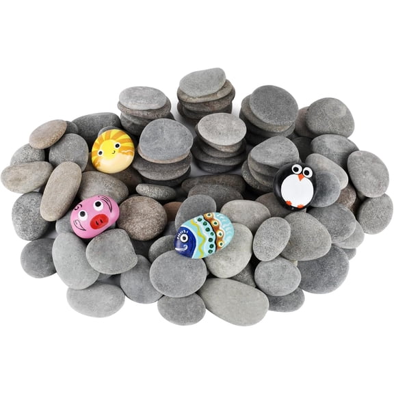 100Pcs Rocks for Painting Bulk, 2"-3" Painting River Rocks, Flat & Smooth Natural Stones for Arts, Crafts, Painted Gift for Adults Family Time, Kindness Stones, Decoration
