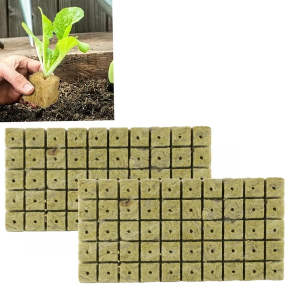100Pcs Rockwool Cubes, 1 inch Rock Wool Planting Cubes with Holes, Rockwool Cubes for Hydroponics for Soilless Culture and Transplanting