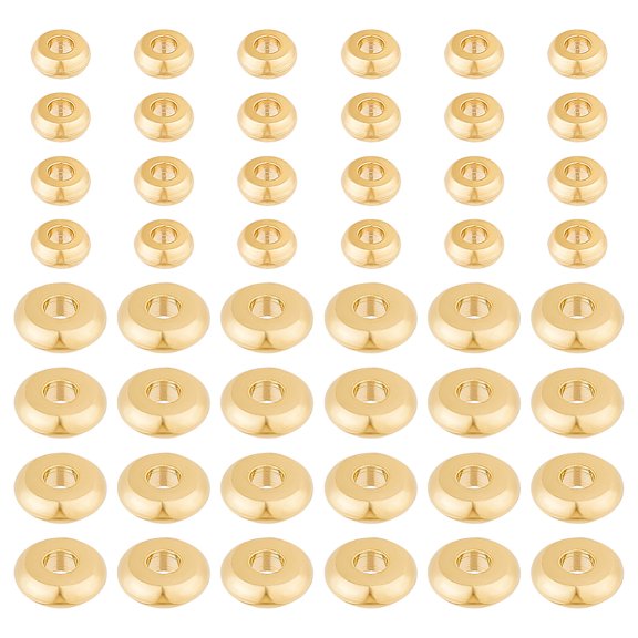 100Pcs Rondelle Spacer Beads 4/6mm Flat Round Loose Beads 24K Gold Plated Rondelle Disc Beads Stopper Morse Code Beads Brass Bead