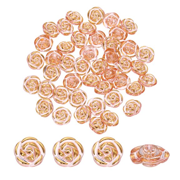 100Pcs Rose Flower Buttons, 12.5mm/0.5 in Acrylic Shirt Decorative Buttons for DIY Crafts Sewing Hair Clip Jewelry Making, Decor Clothes Bags Hats, Light Pink