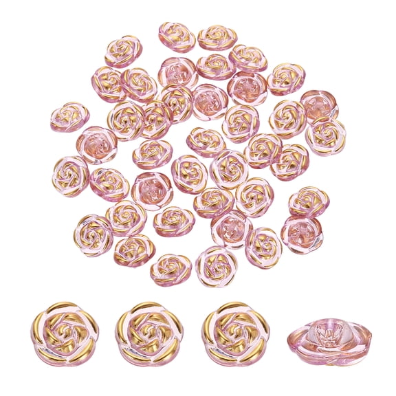 100Pcs Rose Flower Buttons, 12.5mm/0.5 in Acrylic Shirt Decorative Buttons for DIY Crafts Sewing Hair Clip Jewelry Making, Decor Clothes Bags Hats, Light Purple