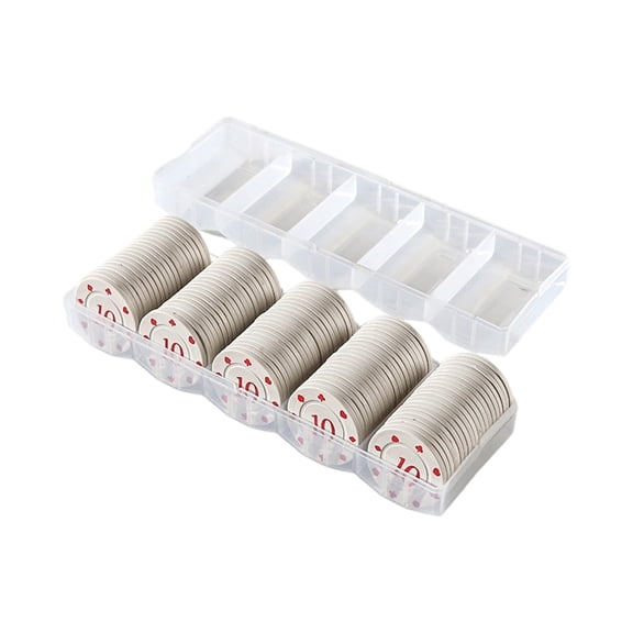 100Pcs Roulettes Game Bingo Chip Casinos Chips Learning Counters Small Chip with Storage Box