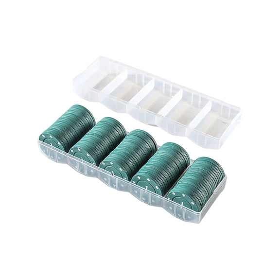 100Pcs Roulettes Game Bingo Chip Plastic Casinos Chips Learning Counters Small Chip with Storage Box