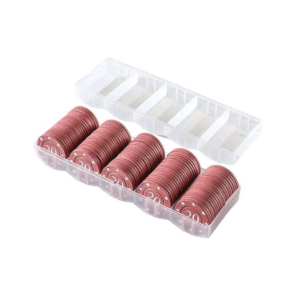 100Pcs Roulettes Game Bingo Chip Plastic Casinos Chips Learning Counters Small Chip with Storage Box