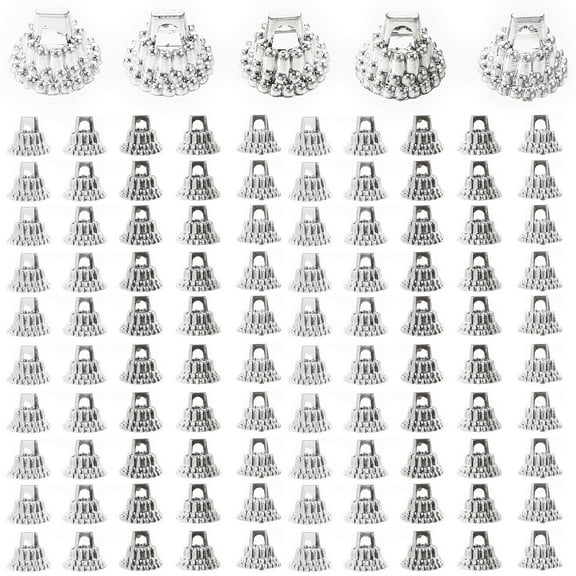 100Pcs Round Christmas Ornament Caps Replacement Plastic Xmas Ornament Hangers Caps for Christmas Tree DIY Decorations Party Supplies