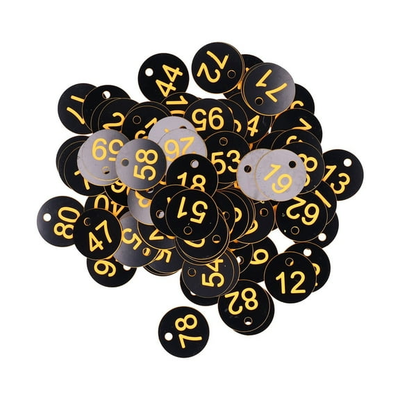 100Pcs Round Number Tag Beehive Sign Marker Labels with Hole Farm Beekeeping Accessory(Black Yellow )