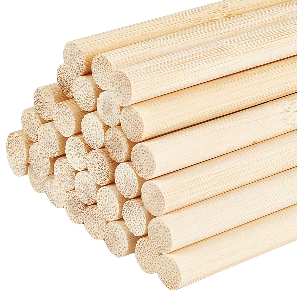 100Pcs Round Wood Sticks 15.7 inch Long Unfinished Wooden Strips 0.4 inch Round Dowels Strips Wooden Dowel Rod Natural Wood Sticks Model Accessories