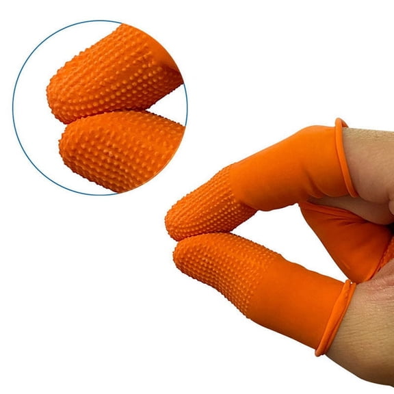 100Pcs Rubber Anti-Slip Finger Cots Orange Disposable Protective Finger Cots for Electronic Repair,100 * Finger ,Orange
