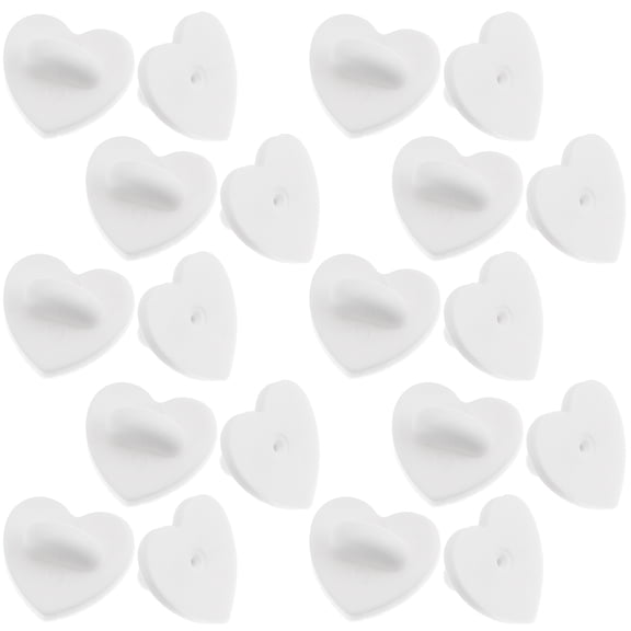 White Rubber Pin Backs for DIY Jewelry Making 100 Pieces Secure Lock Heart Shaped 0.5 inches