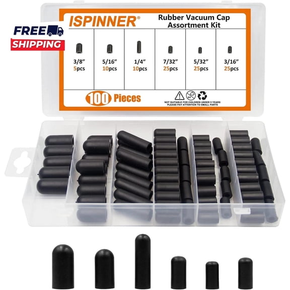 100Pcs Rubber Vacuum Caps Assortment Kit, Hose End Caps for Manifold, Automotive
