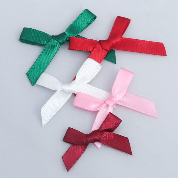 100Pcs Satin Ribbon Bows, Mini Ribbon Bows Bowknot for Hand Account Sewing Appliques Crafts Decoration Hair Wedding Birthday Party Decoration DIY Crafts