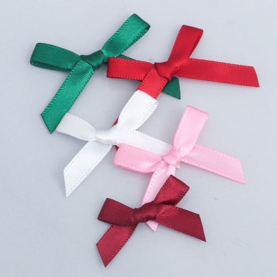 100Pcs Satin Ribbon Bows, Mini Ribbon Bows Bowknot for Hand Account Sewing Appliques Crafts Decoration Hair Wedding Birthday Party Decoration DIY Crafts