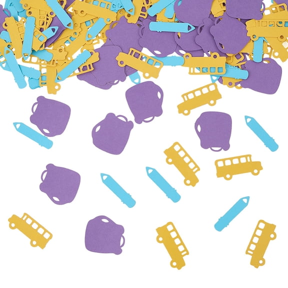 100Pcs School Theme Paper Confetti for Party Celebration Bag Pencil Car Mixed Color 19~39.5x9.5~39.5x0.3mm diy