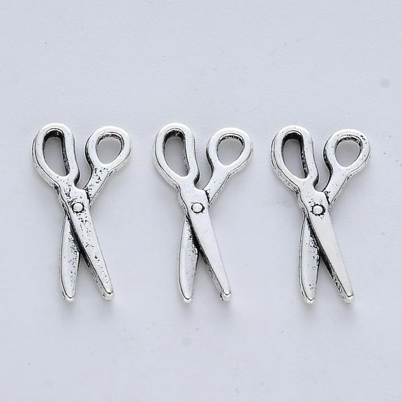 100Pcs Scissors Tibetan Style Alloy Pendants Silver Pendant Jewel Craft Supplies Pendants for Women DIY Necklace Bracelet Earrings Jewelry Making 17.5x8.5x1.5mm Hole: 1.8mm