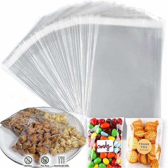 100Pcs Seal Bags,Small Clear Plastic Bags, Resealable Storage Pouches,Cellophane Envelopes Bags(13x 18cm),,