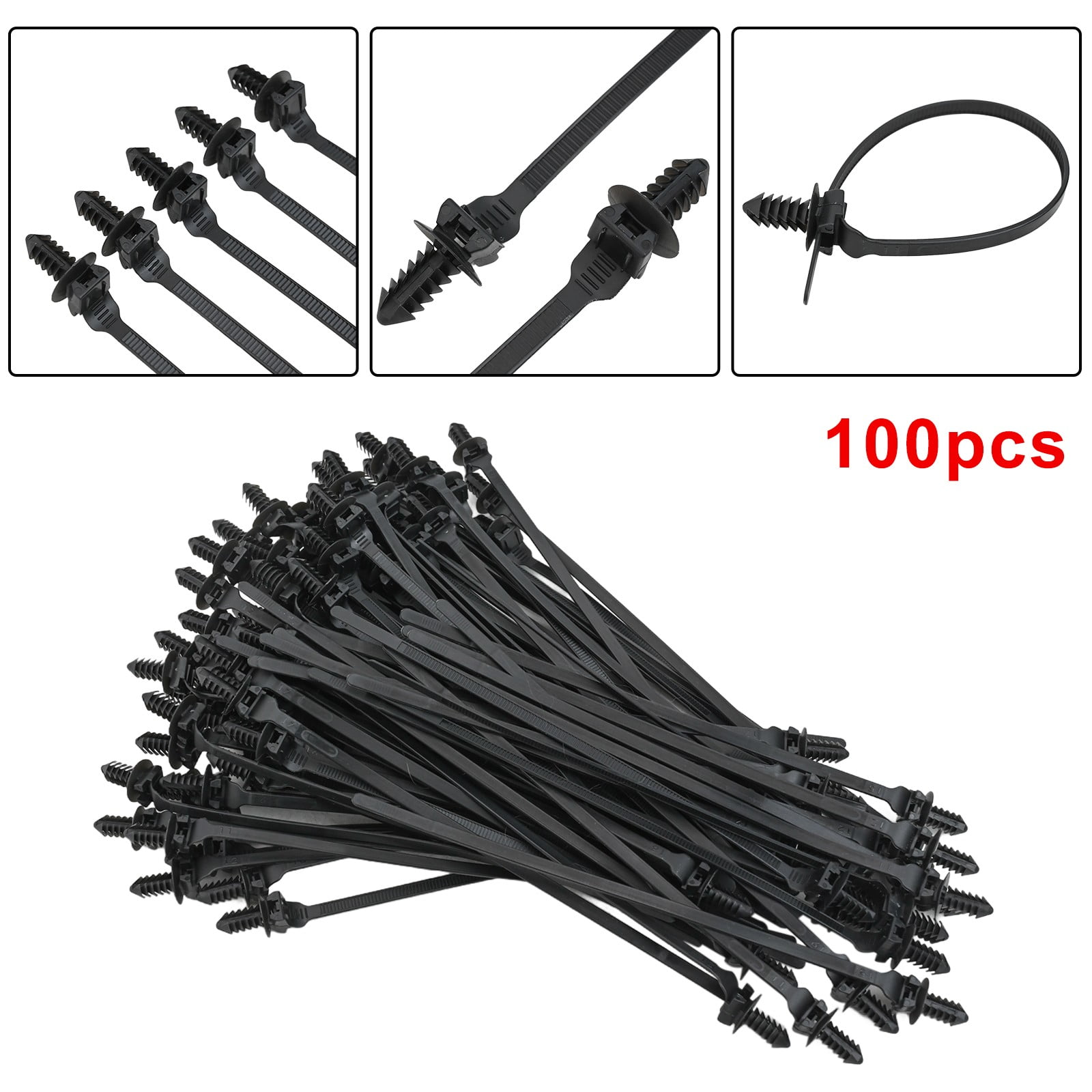 100Pcs Self-Locked Nylon Cable Tie Push Clips Wire Tie Released Zip ...