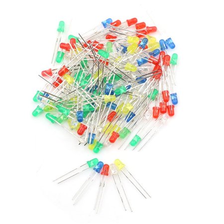 100Pcs/Set 3mm LED Light Emitting Diodes Red Green White Blue Yellow 20mA 2Pin