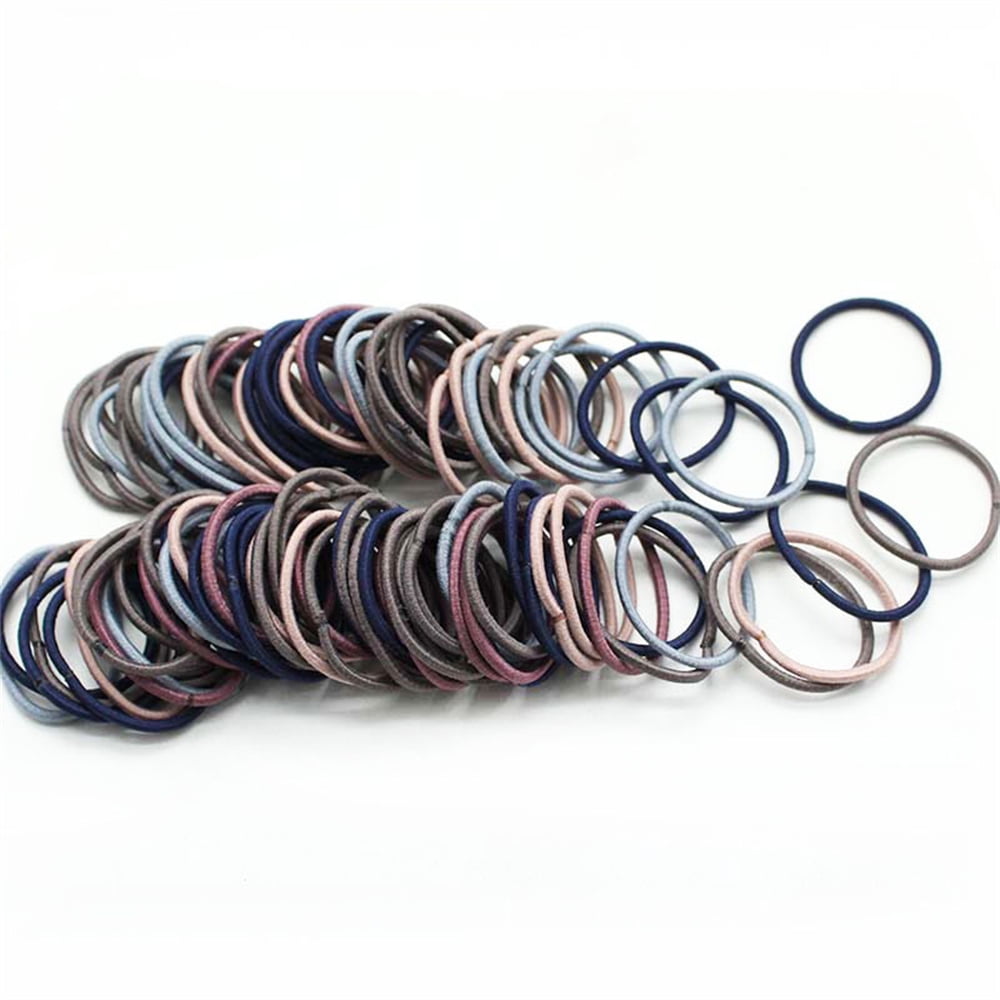 100Pcs/Set Candy Color Nylon Elastic Hair Ties Simple Kids Elastic Ponytail Holder Daily Basic Hair Accessories