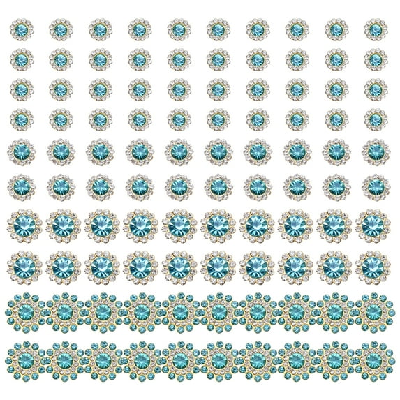 100Pieces Flower Sew on Rhinestones Mixed Size Crystal Glass Flatback Rhinestones for Clothes Dress Shoes Bag Decoration