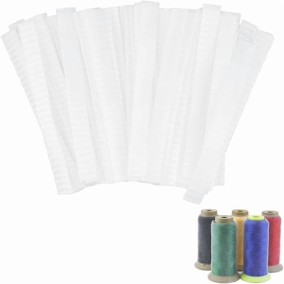 100Pcs Sewing Thread Net Cosmetic Brush Protective Nets Mesh Spool Saver Huggers for Different Sizes of Sewing Quilting Winding Embroidery Machines White 4.33x0.39inch for DIY