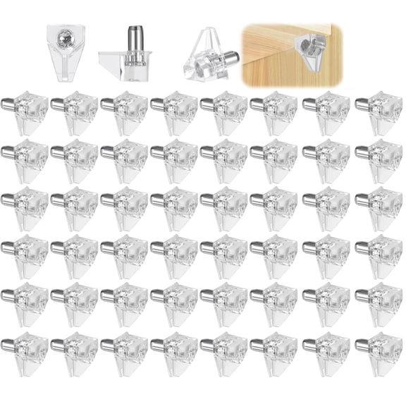 100Pcs Shelf Support Pegs, 3mm Clear Plastic Cabinet Shelf Pegs, Small Shelf Pins for Cabinets Without Preset Shelf Holes