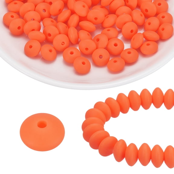 100Pcs Silicone Beads 12mm Lentil Rubber Focal Beads Bulk for Pens Keychain Bracelet Necklace DIY Crafts Making, Peach Pink