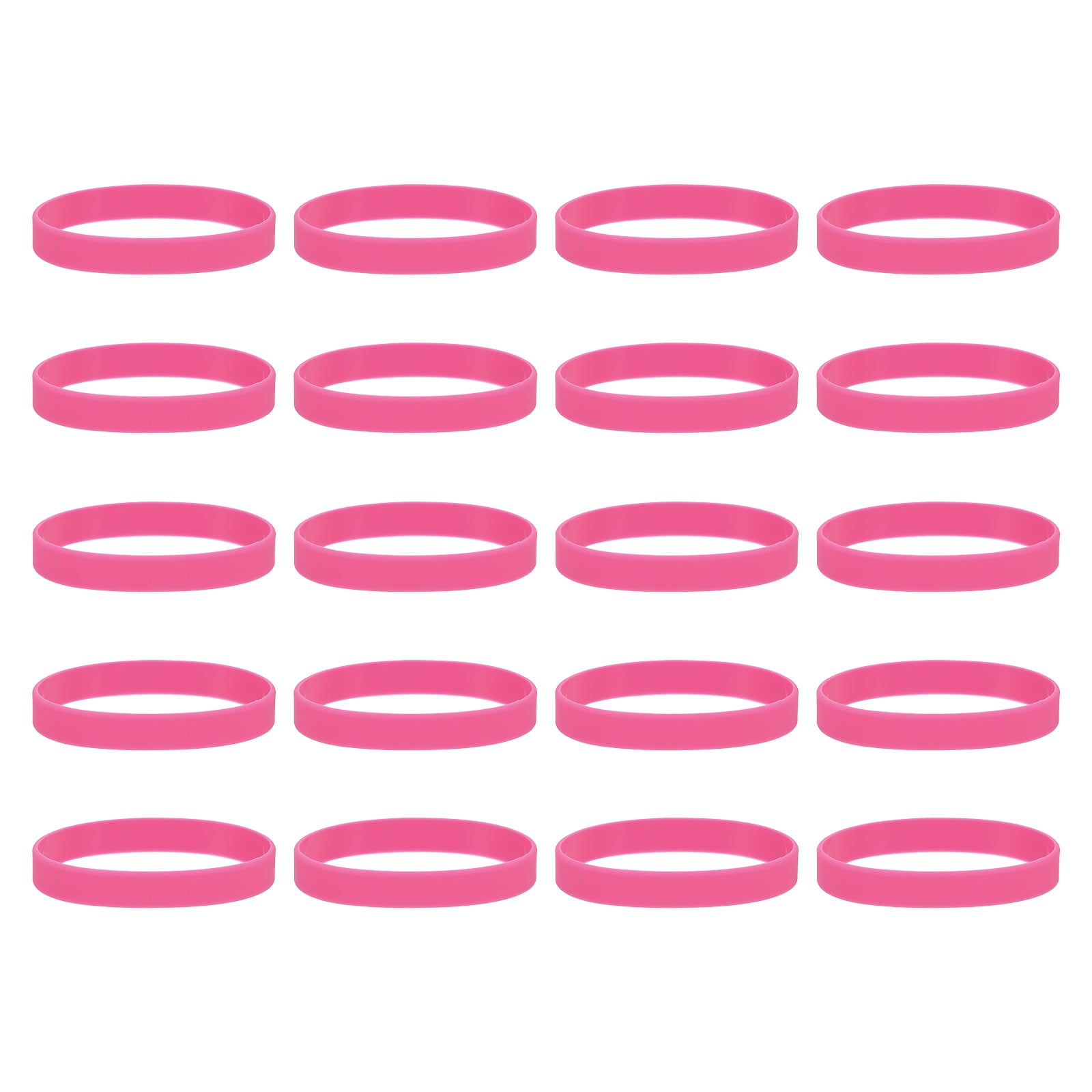 100Pcs Silicone Rubber Bands Non-slip 4 Inch Flat for Books, Pink